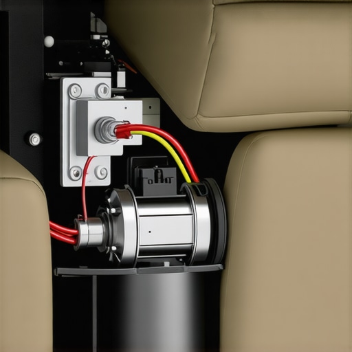Interior view of a theater chair motor and metal actuator mechanism.