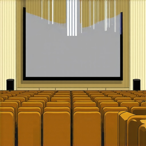 Technical illustration of home theater viewing angles and speaker alignment from a theater riser.