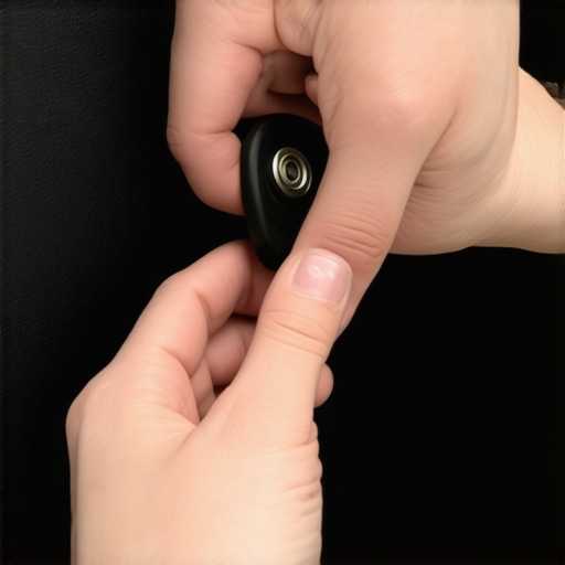Close up of rubber washer being installed on a metal speaker bracket to prevent squeaking.