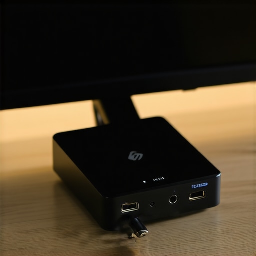 Installing a Bluetooth Transmitter for Low Latency Audio A dedicated Bluetooth transmitter being plugged into a TV's optical port to reduce audio lag.