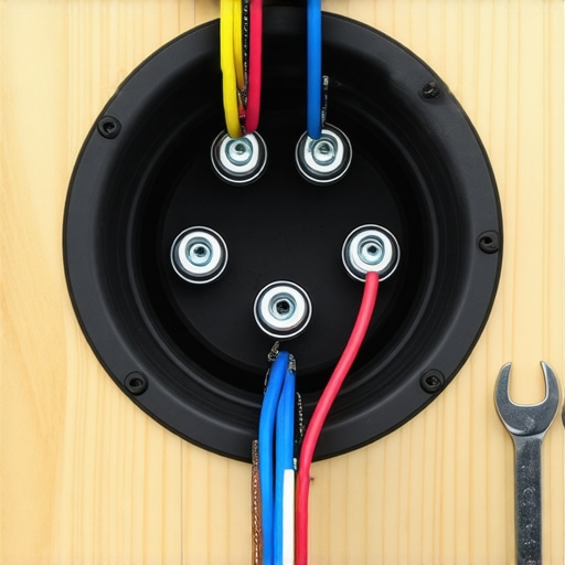 Internal speaker terminal assembly Close up of internal speaker binding post hardware and wiring