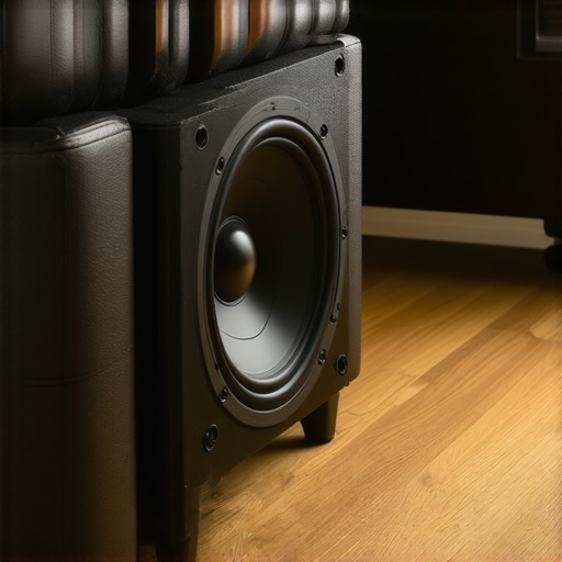 Isolating a low-profile subwoofer for better sound Slim subwoofer with isolation feet under a theater chair