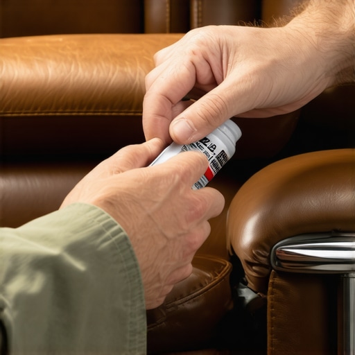 Applying dry lubricant to a theater chair recliner to prevent squeaks.