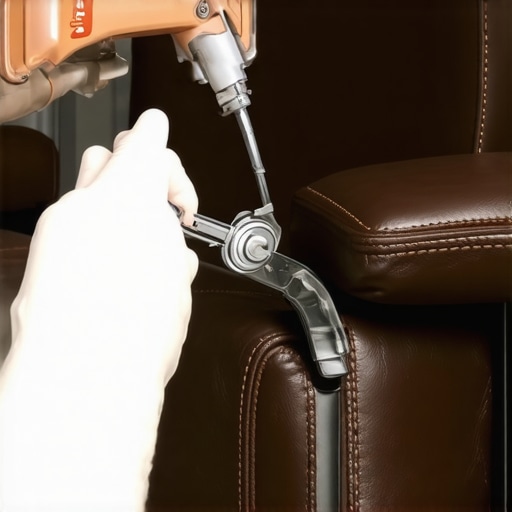 Applying dry PTFE lubricant to the internal metal frame of a motorized theater recliner