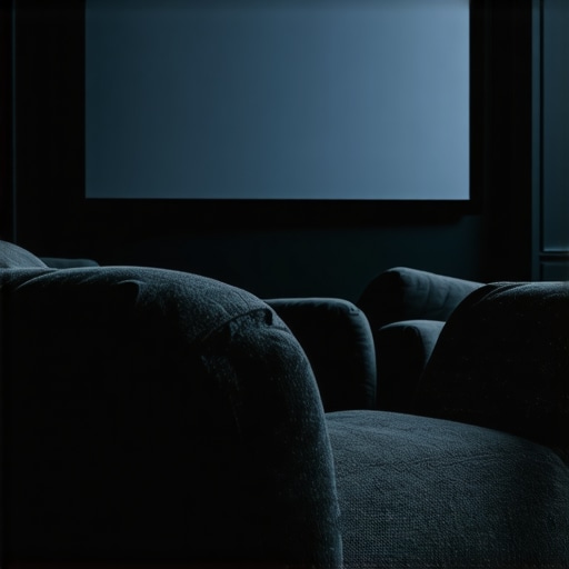 A professional theater seat with light-absorbing material to reduce room gain and improve projector contrast.