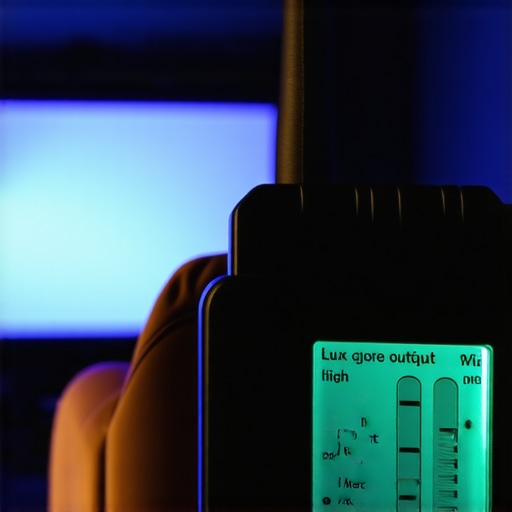 Measuring Projector Brightness with a Lux Meter A person holding a digital lux meter in front of a projector lens to track lamp degradation.