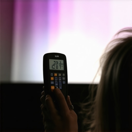 A home theater enthusiast using a lux meter to check projector screen brightness.