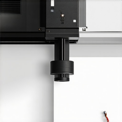 Motorized Screen Internal Calibration Mechanism Close-up of the internal motor and limit switches of a recessed motorized projector screen inside a ceiling cavity