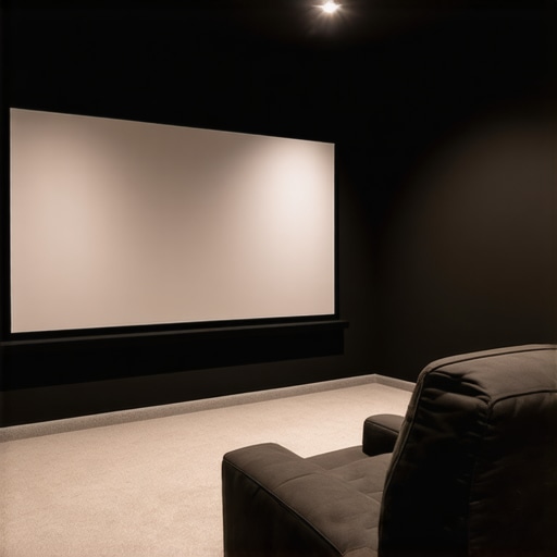 A high-end home theater with dark walls, optimized lighting, and ergonomic seating placement.