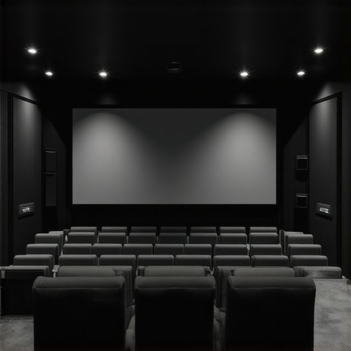 Optimized Home Theater Setup A professional home cinema room with a fixed frame screen and leather recliners.