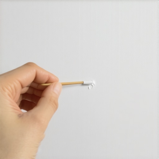 Applying repair compound to a projector screen tear using a toothpick