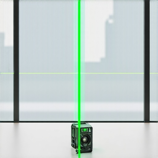Laser level used for aligning speakers on a glass wall