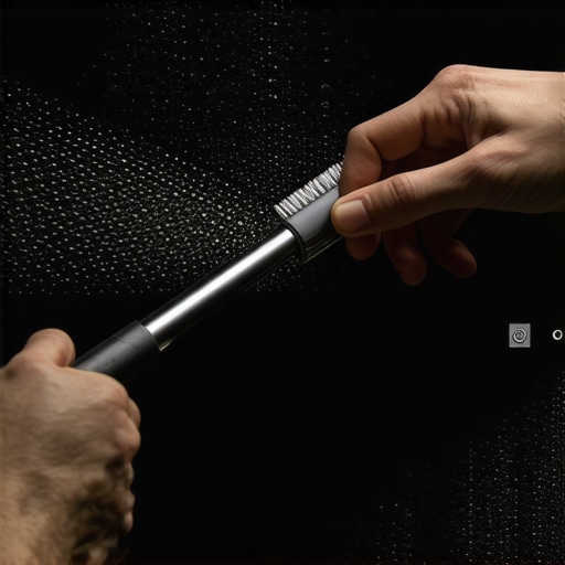 Cleaning dust from the rear cooling vents of a home theater receiver to prevent overheating.