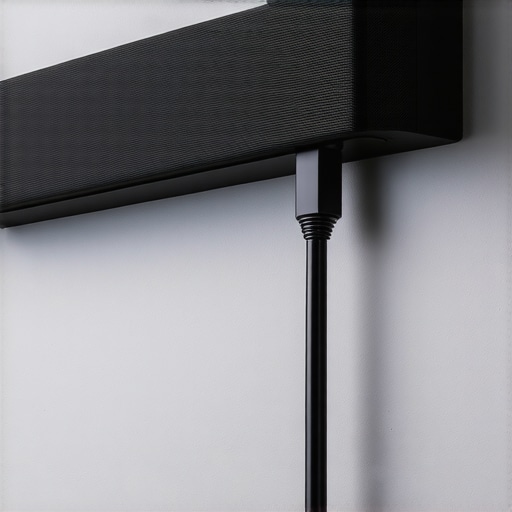 Close-up of soundbar bracket installation with rubber dampeners and toggle bolts for stability