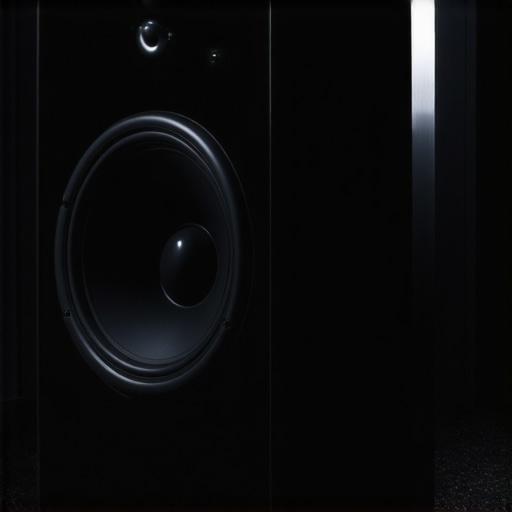 A home theater subwoofer on isolation feet to prevent projector vibration.