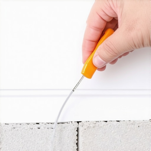 Professional wire tucking technique Using a plastic tool to tuck speaker wire under a baseboard