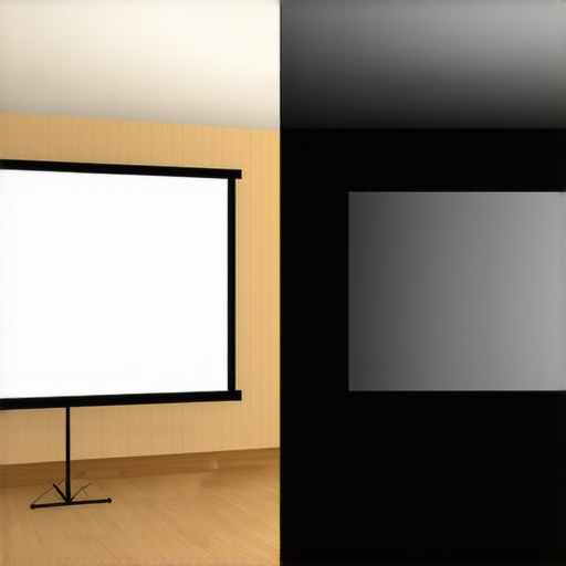 Comparison showing the visual difference between a matte 1.0 gain screen and a high-gain screen with a hotspot.