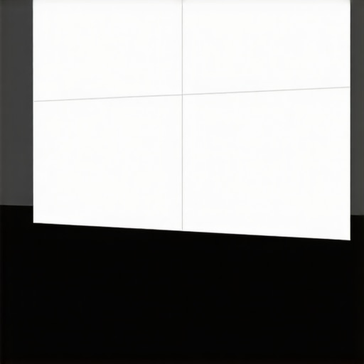 A projector screen showing a grid pattern with uneven focus between the left and right sides.