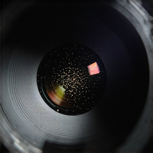 Projector Lens Dust Close-up Close-up of dust on a projector lens illustrating the importance of optical maintenance.