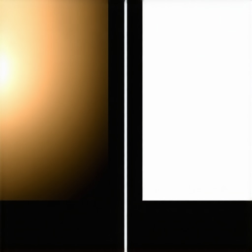 Visual comparison showing how high screen gain can create uneven brightness in a home cinema.