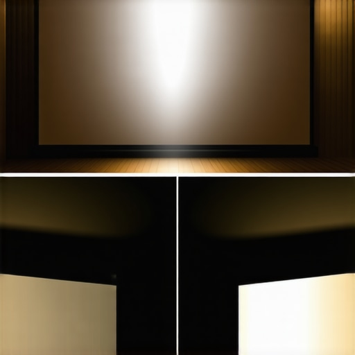 A visual comparison of hotspotting on a high-gain screen versus a uniform matte projector screen.