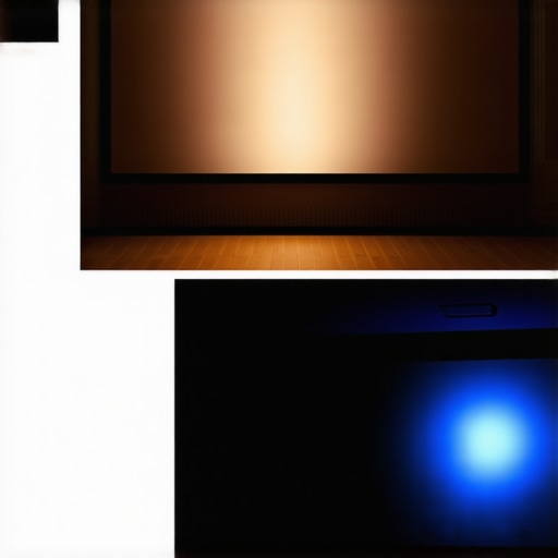 Screen Gain Hotspotting vs Uniformity Comparison of screen gain hotspotting and uniform light distribution on a home cinema screen.