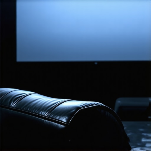 A demonstration of how reflective seating surfaces like leather can cause light pollution in a dark home cinema.