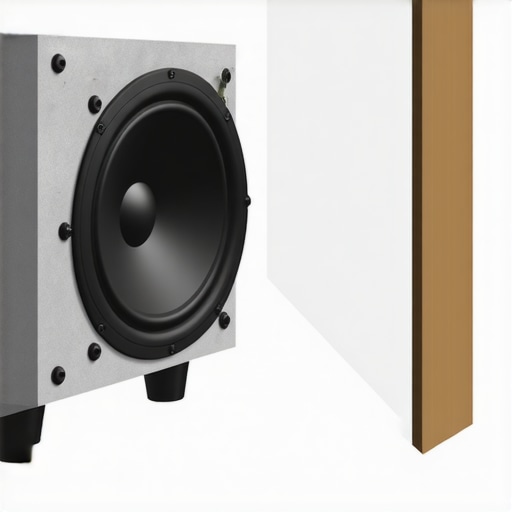 Subwoofer Decoupling and Clearance Diagram Diagram showing proper air clearance and isolation feet for a hidden subwoofer setup.