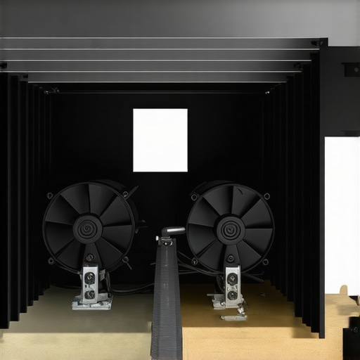Diagram showing internal cooling and vibration isolation for a home theater projector box.