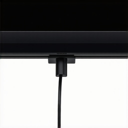 Right-angle HDMI adapter reducing cable strain behind a wall-mounted TV