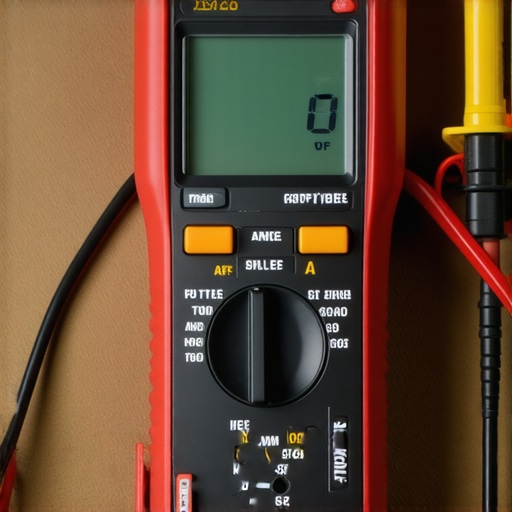 Testing theater seat power supply with a multimeter A person using a multimeter to check the voltage of a home cinema seat power adapter.