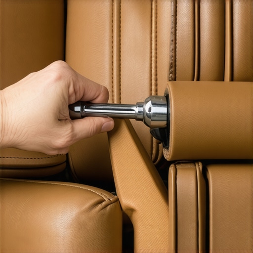 Close up of tool tightening a bolt inside a theater seat armrest