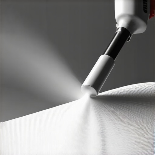 Handheld air blower cleaning a silver projection screen to avoid scratches