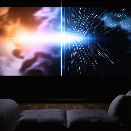 Comparison of horizontal screen tearing and smooth HTPC playback on a home theater projector